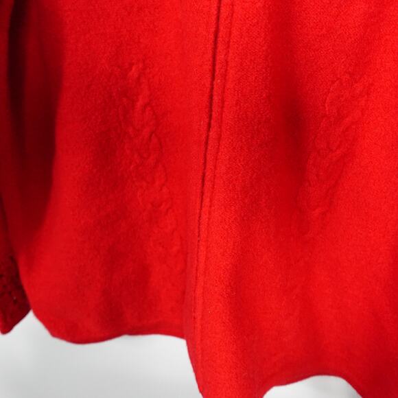 Vintage Red Wool Crochet Sleeve Sweater Zip Jacket Grandma Granny Grandpacore - Picture 6 of 7